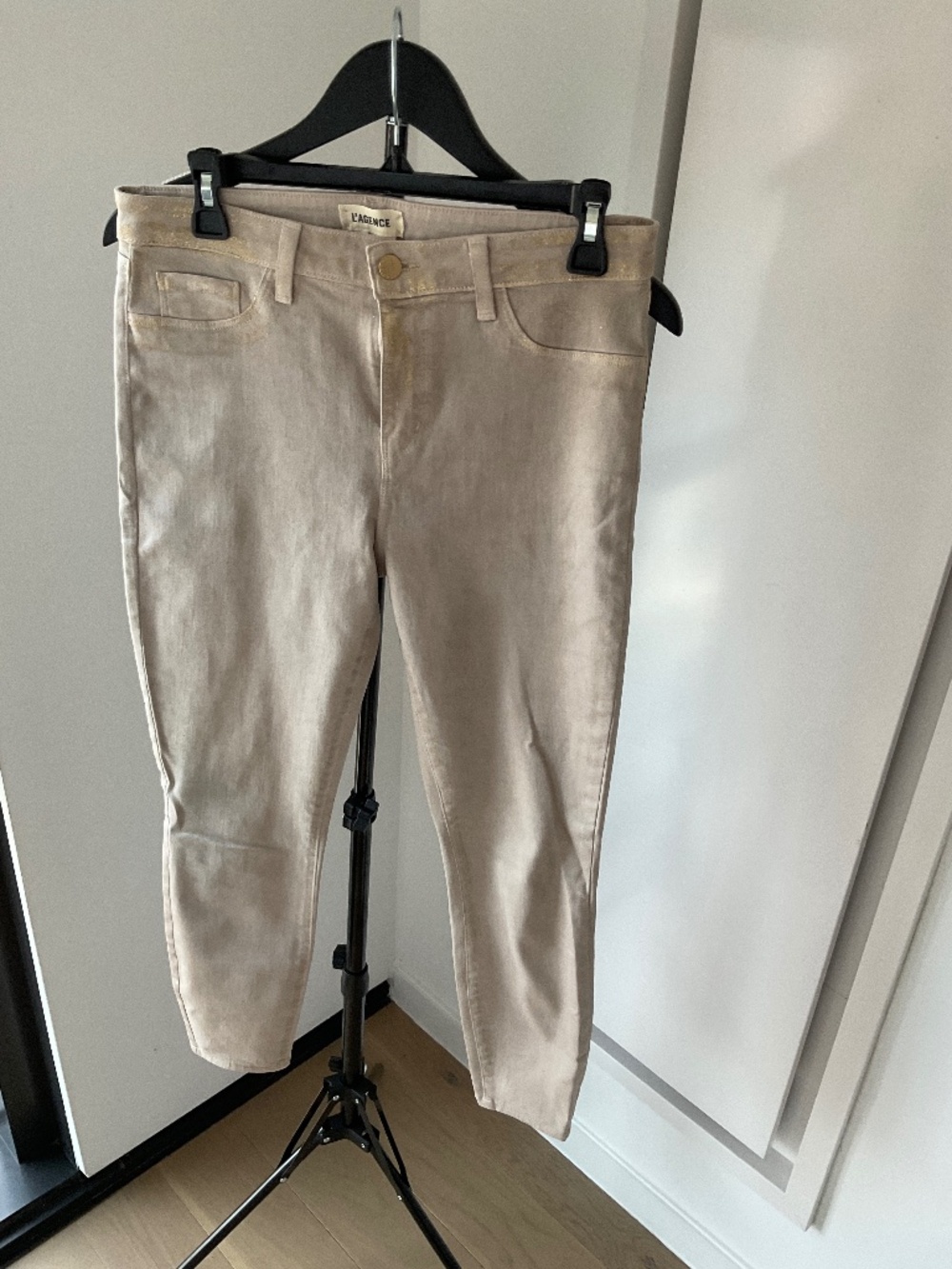 L’Agence Glitter Coated Stretch Jeans Size 30